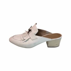 Hermes Goatskin Leather Rivoli Mules Fringe Loafers Size 36.5 White / Rear Desc